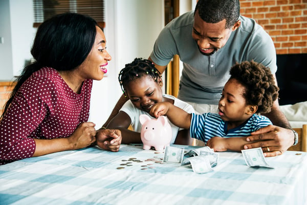 family saving money frugal